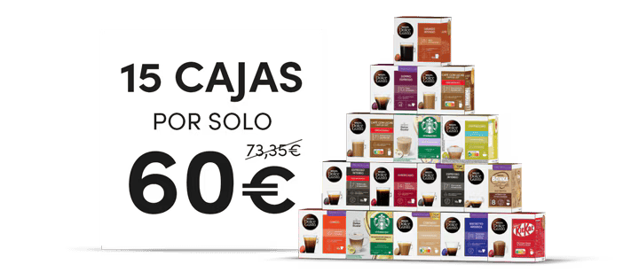 Elige tus 15 cajas de cápsulas favoritas por solo 60€ header image