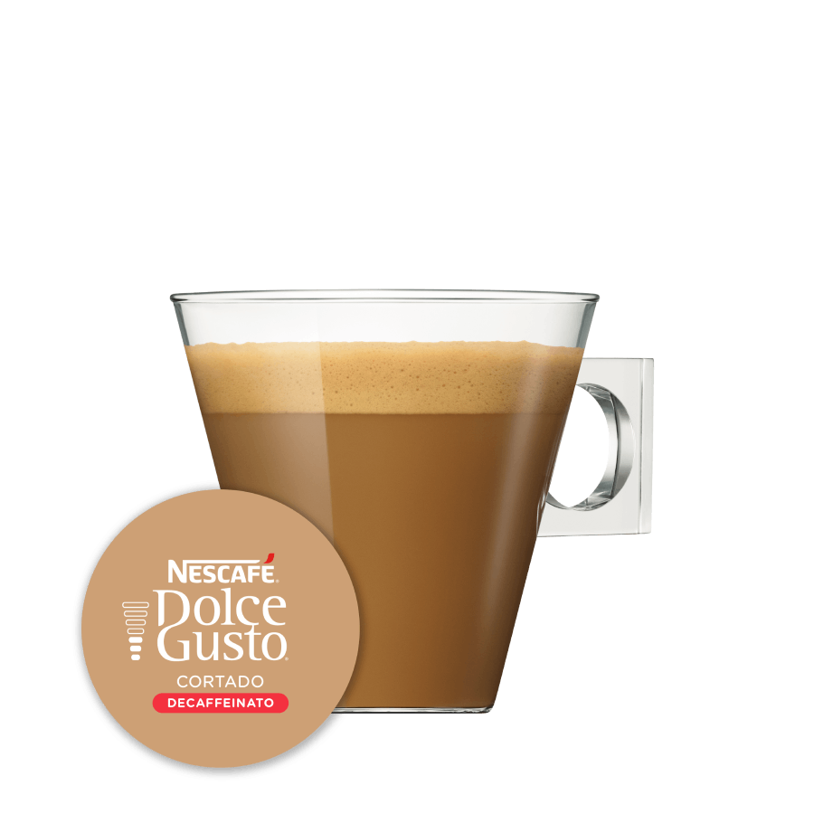 Cápsula con taza de Cortado Descafeinado 16 Cápsulas de NESCAFÉ Dolce Gusto