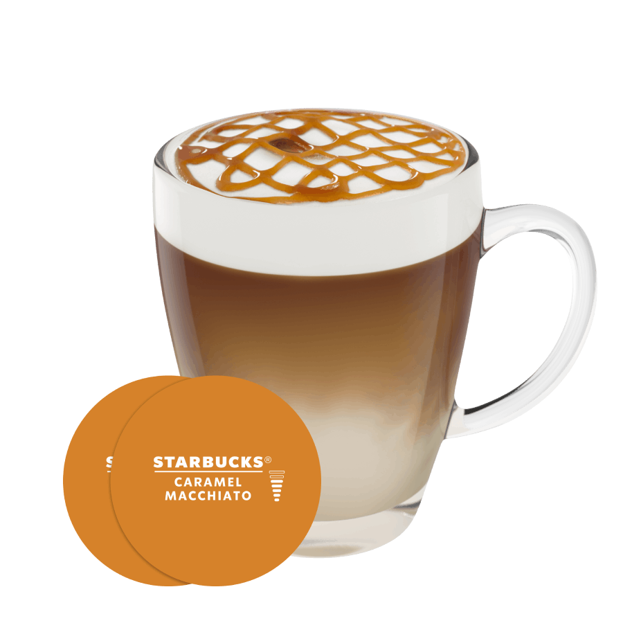 Cápsula con taza de Starbucks® Caramel Macchiato de NESCAFÉ Dolce Gusto